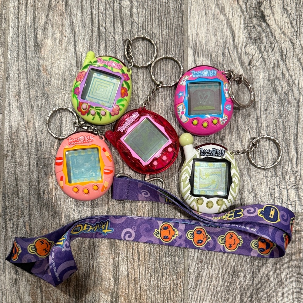 Y2K Tamagotchi Keychain Set with Lanyard